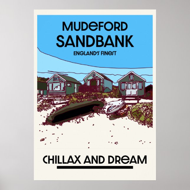Affiche Mudeford Sandbank English Beach Art (Devant)