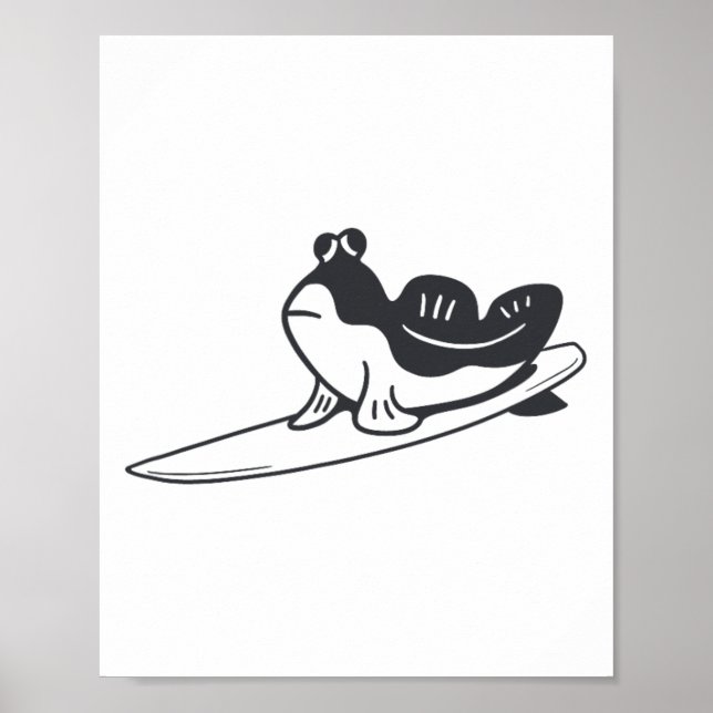 Affiche Mudskipper est en train de surfer. Design minimali (Devant)