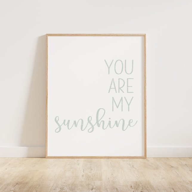 Affiche Muet Pastel Bleu Vous Êtes Mon Soleil (You Are My Sunshine, a minimalist typography quote in a muted pastel blue distressed texture)