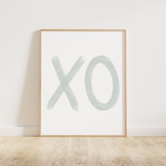 Affiche Muet Pastel Blue XO (A chalky brush style XO in muted pastel blue)