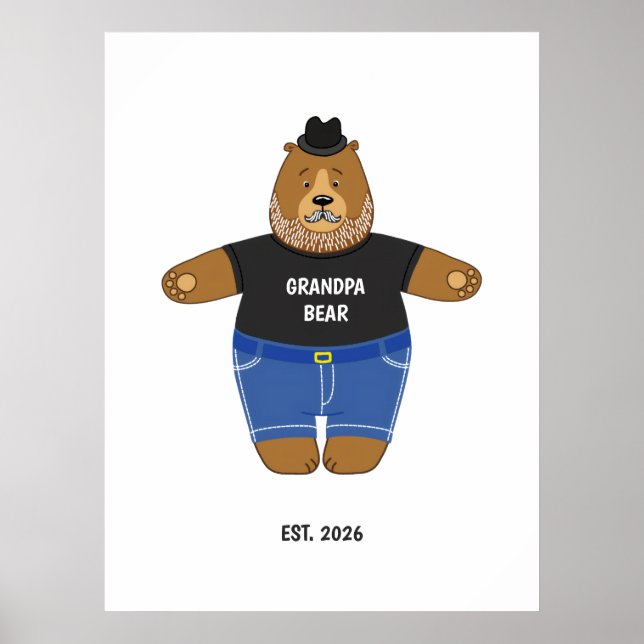Affiche Mug cadeau spécial pour la fête des pères Ourson P (Devant)
