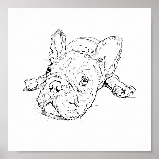 Affiche Mug Chien Bouledogue Français Mignon, Cadeau pour  (Devant)