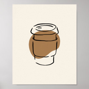 Affiche Mug de café minimaliste tiré à la main