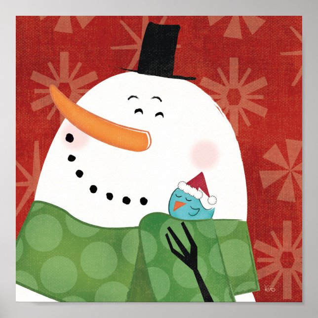 Affiche Mug de Noël bleu avec cacao foncé (Devant)