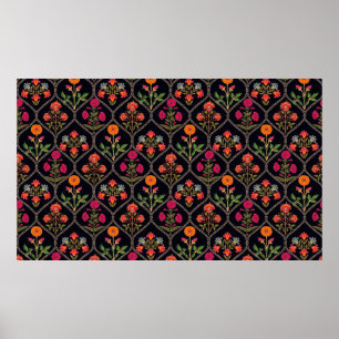 Affiche mughal motif Kani Look ornament pattern multi colo