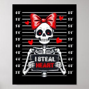 Affiche Mugshot de squelette Je vole des cœurs Saint-Valen