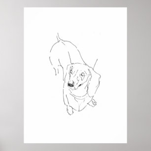 Affiche Muguet Chien Sausage Mignon – Dessin au trait Doxi