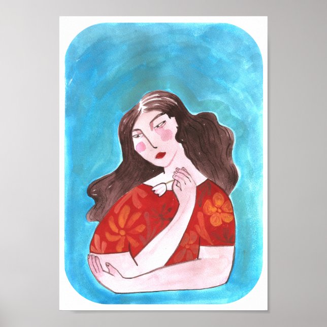 Affiche Mujer con Flor (Devant)