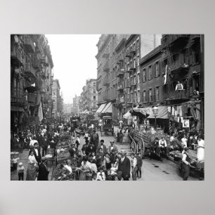 Affiche Mulberry Street, New York, 1900