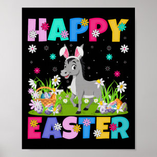 Affiche Mule Joyeuses Pâques Chasse aux œufs Lapin Oreille