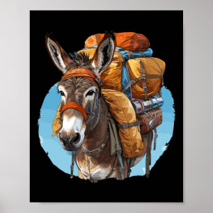 Affiche Mules d'âne Mulet de bât Randonnée 