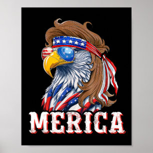 Affiche Mullet de drôle d'aigle 4 juillet Drapeau américai