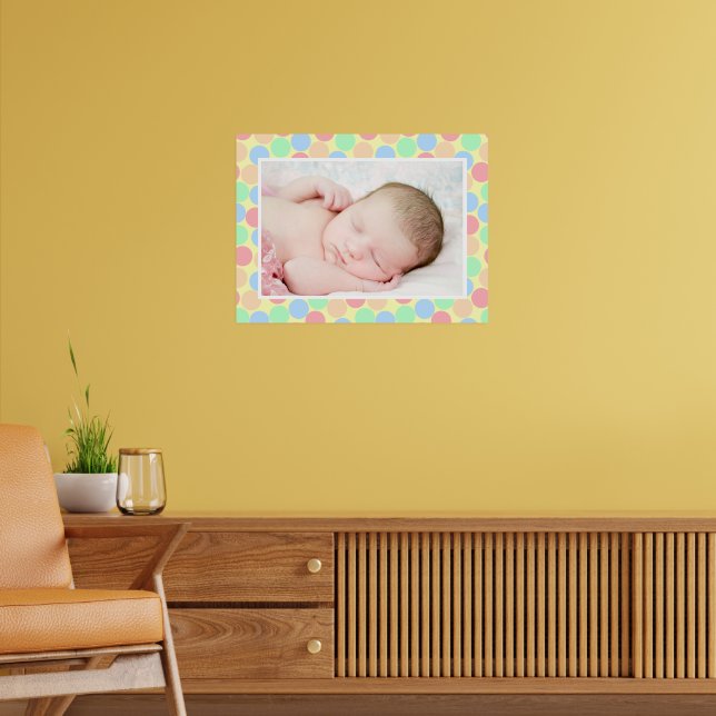 Affiche Multi-Color Pastel Dots Pattern Custom Baby Photo (Salon 2)