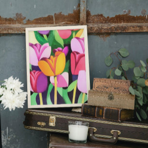 Affiche Multi-Colored Colorful Tulips Abstract Art 