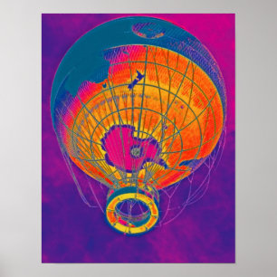 Affiche Multi-coloured World Globe Balloon, Purple Sky