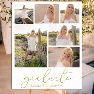 Affiche Multi Photo Collage Moderne Script de Graduation