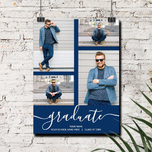 Affiche Multi Photo Navy Blue Graduation Party