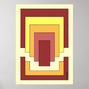 Affiche Multicolor Abstrait rectangle (style les années 70