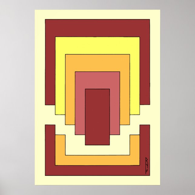 Affiche Multicolor Abstrait rectangle (style les années 70 (Devant)