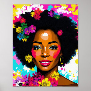 Affiche Multicolore Black Woman Pop Art