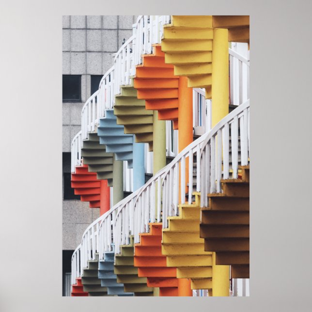 Affiche Multicolored spiral staircases (Devant)