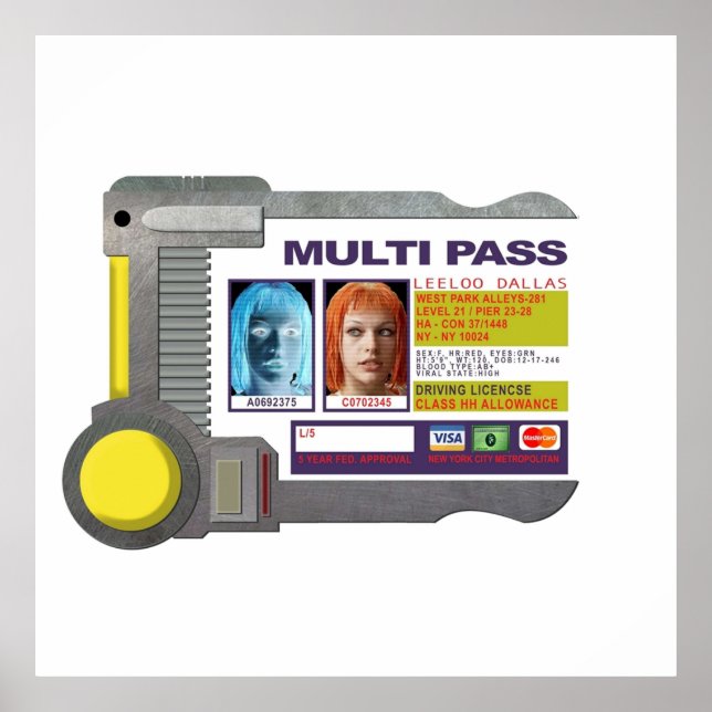 Affiche Multipass inspiré par le cinquième élément (Devant)