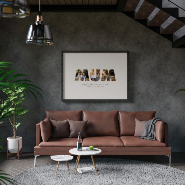 Affiche Mum 3 photo moderne élégant noir crème mère jour (Créateur téléchargé)