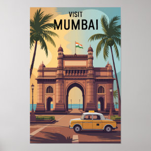 Affiche Mumbai Inde Gateway de l'Inde Illustration Voyage 