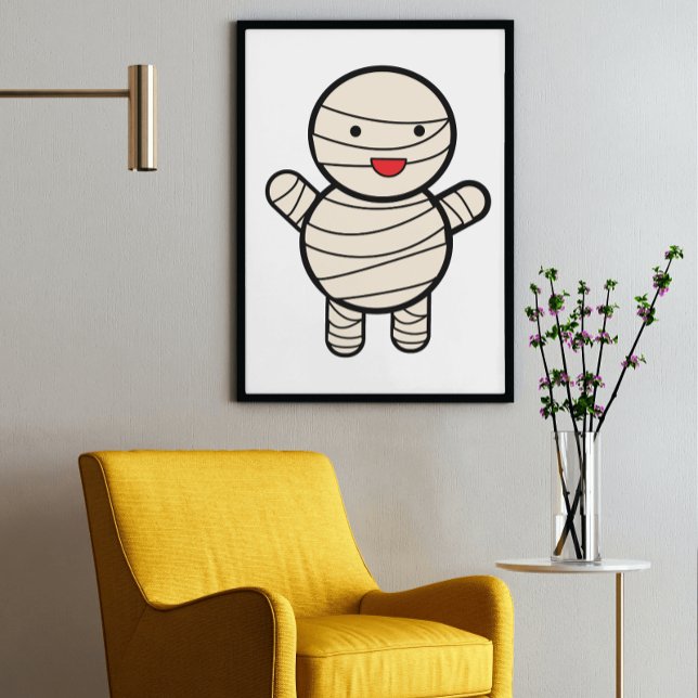 Affiche Mummy Kawaii Halloween (A cute kawaii style mummy poster from Valerie's Gallery on Zazzle)