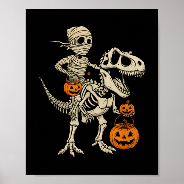 Affiche Mummy Skeleton équitation Dinosaur T Rex Enfants g (Devant)