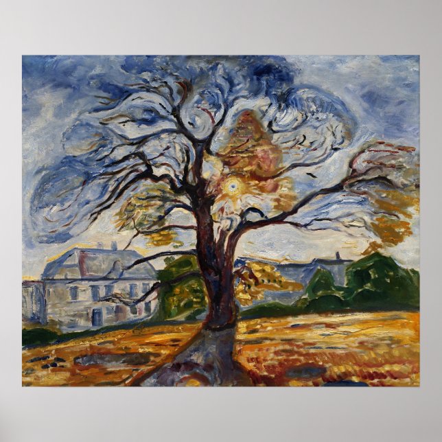 Affiche Munch L'arbre de chêne Expressionniste Art de la n (Devant)
