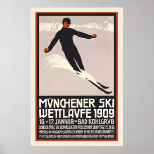 Affiche Münchener Ski Garmisch-Partenkirchen Allemagne