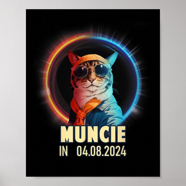 Affiche Muncie Indiana Total Solar Eclipse 2024 (Devant)