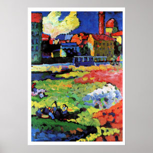 Affiche Munich-Schwabing avec l'église St. Ursula
