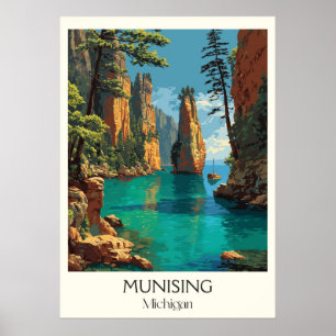Affiche Munising Michigan Vintage Pictured Rocks Art