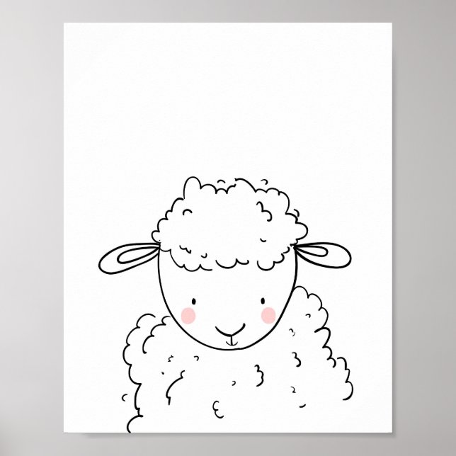 Affiche Mur d'agneau d'élevage de moutons Art monochrome (Devant)