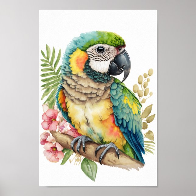 Affiche Mur d'art tropical ornithologique macaw avec impri (Devant)