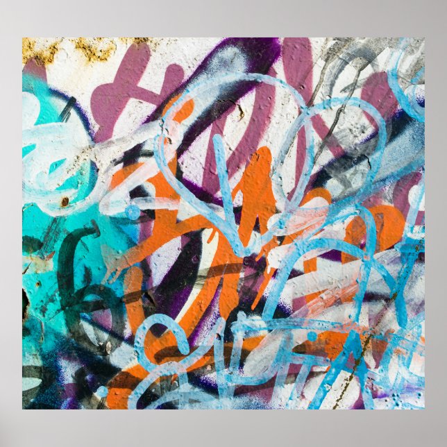 Affiche Mur de béton patiné, texture grungy. (Devant)