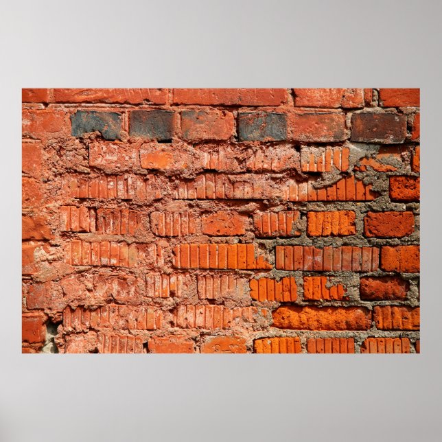 Affiche Mur de brique rouge textureabandonné, vieillisseme (Devant)