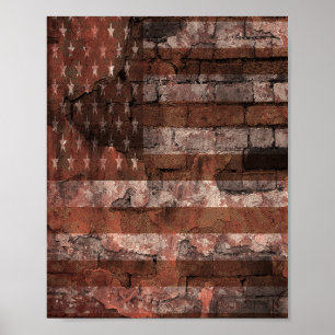 Affiche Mur de briques du drapeau américain