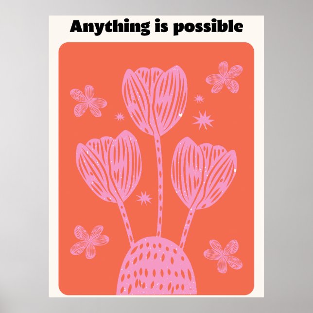 Affiche Mur de citation esthétique florale illustrée rose  (Devant)