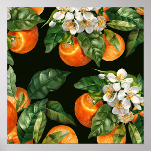Affiche mur de fruits orange