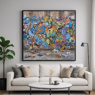 Affiche Mur de Graffiti - Style d'Art Urbain Pictural