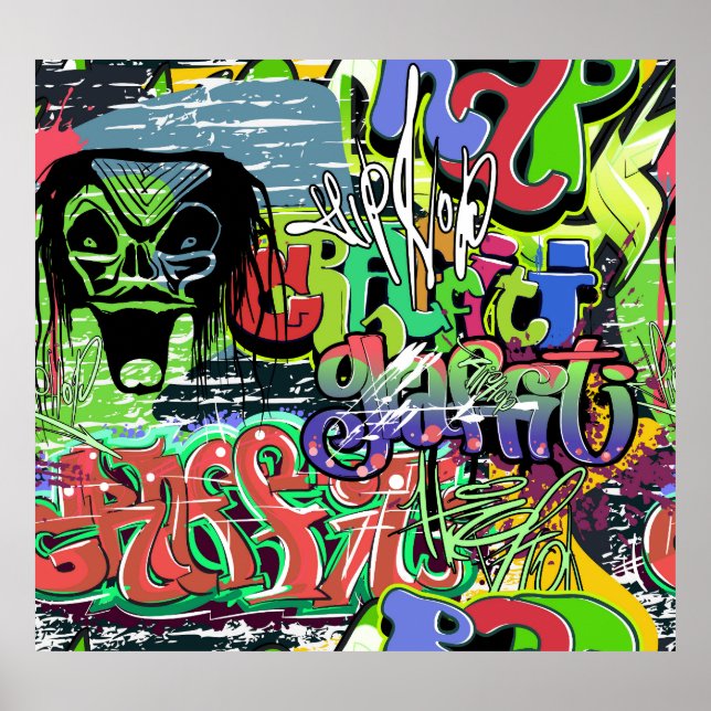 Affiche Mur de graffitis : Hip hop urbain (Devant)