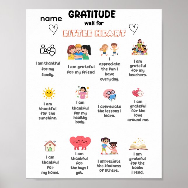 Affiche Mur de gratitude pour petit cœur (Devant)