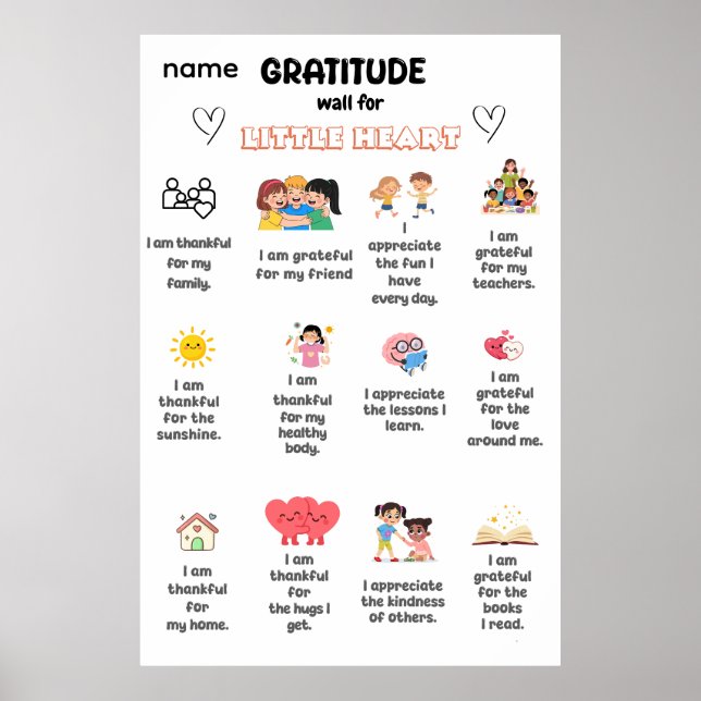 Affiche Mur de gratitude pour petit cœur (Devant)