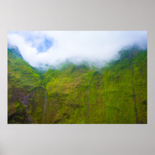 Affiche Mur de larmes, Mont Waialeale, Kauai, Hawaii