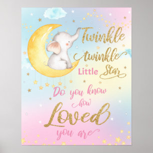 Affiche Mur de nurserie fantaisiste Twinkle Twinkle Little