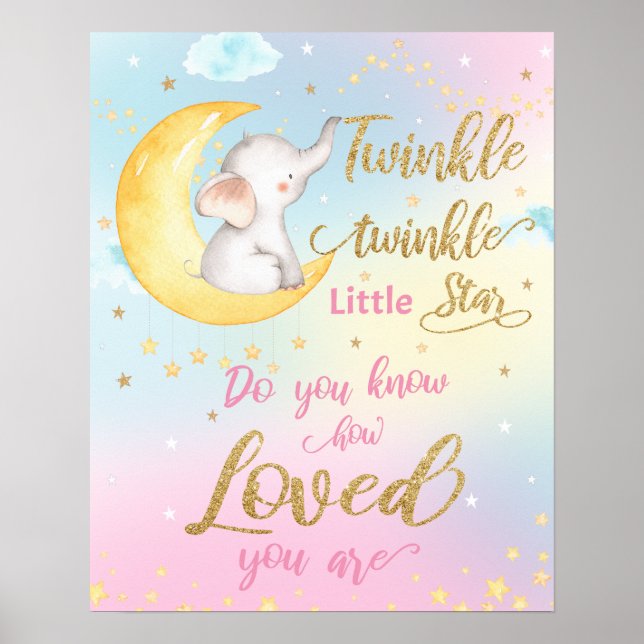 Affiche Mur de nurserie fantaisiste Twinkle Twinkle Little (Devant)