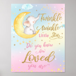 Affiche Mur de nurserie scintillant Twinkle Twinkle Little